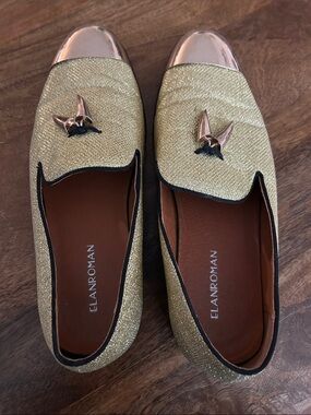 Men’s Elanroman Gold Metallic Tassel Loafers